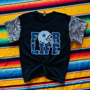 Dallas Cowboys Sequin Sleeve Tee